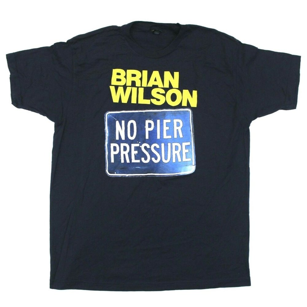 Brian Wilson No Pier Pressure Sign Graphic Tee - Tultex - Navy Blue - XL - Picture 1 of 5